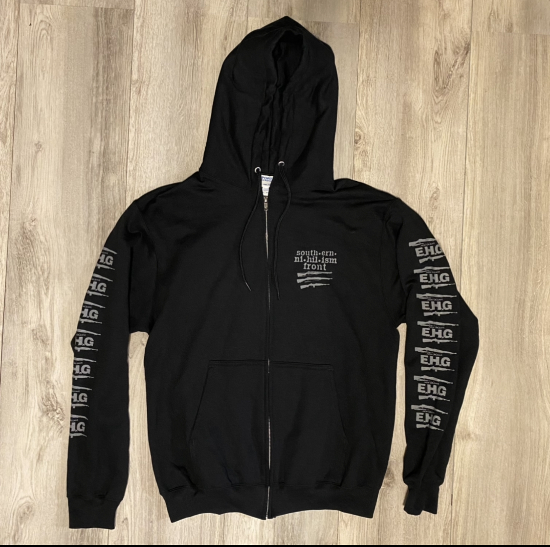 Hoodie Southern Nihilism Front Zip-up (Grey print) - EyeHateGod Online ...